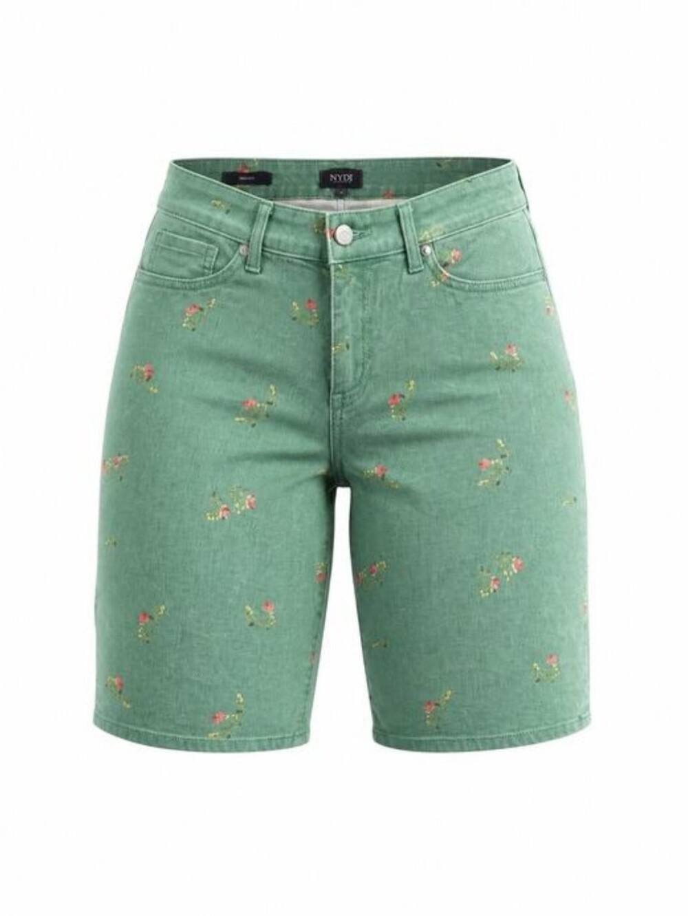 NWT NYDJ Briella Women's Green Floral Print Boho Denim Shorts